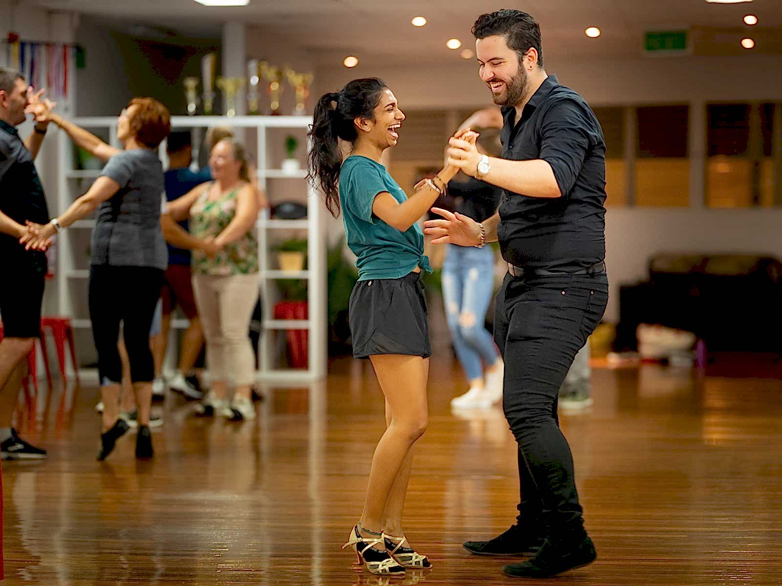 Two Dance Culture instructors demonstrating in the studio