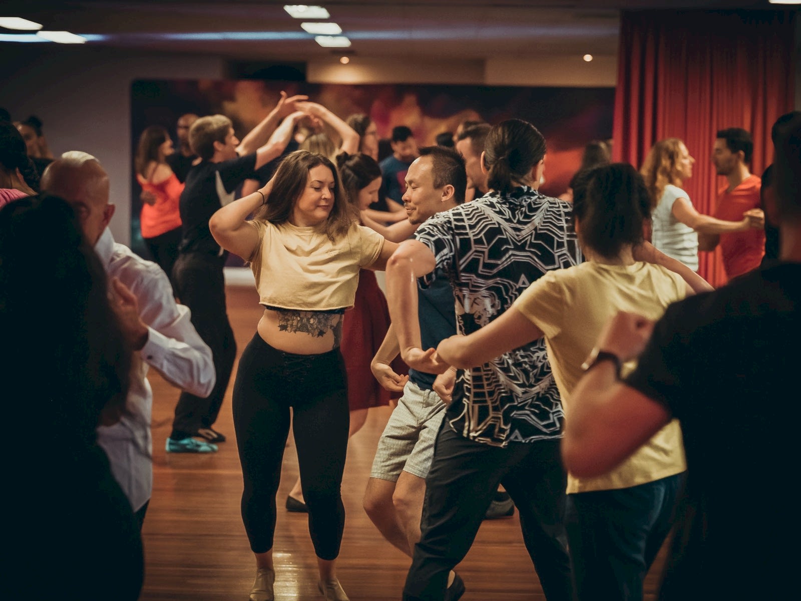 A crowded dance floor at a Dance Culture social party